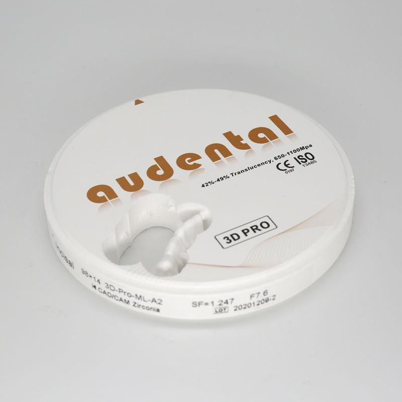 650-1100Mpa Dental Zirkonia Block Vita16 Bleach4 Farbe OEM/ODM Erhältlich