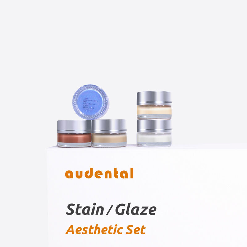 Dentallaborausrüstung mit Farbsystem für eine lebensechte Oberflächentextur und eine glänzende Glasur bei Zahnrestaurationen