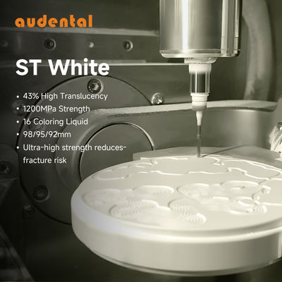 1200 MPa hochfester ST/DST weißer Zirkonoxid-Rohling 43% Transluzenz Dentaler Zirkonoxid-Block